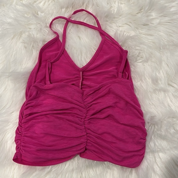 NWOT Pink Ruched Women's Crop Top Adjustable Straps Size M - Picture 2 of 8